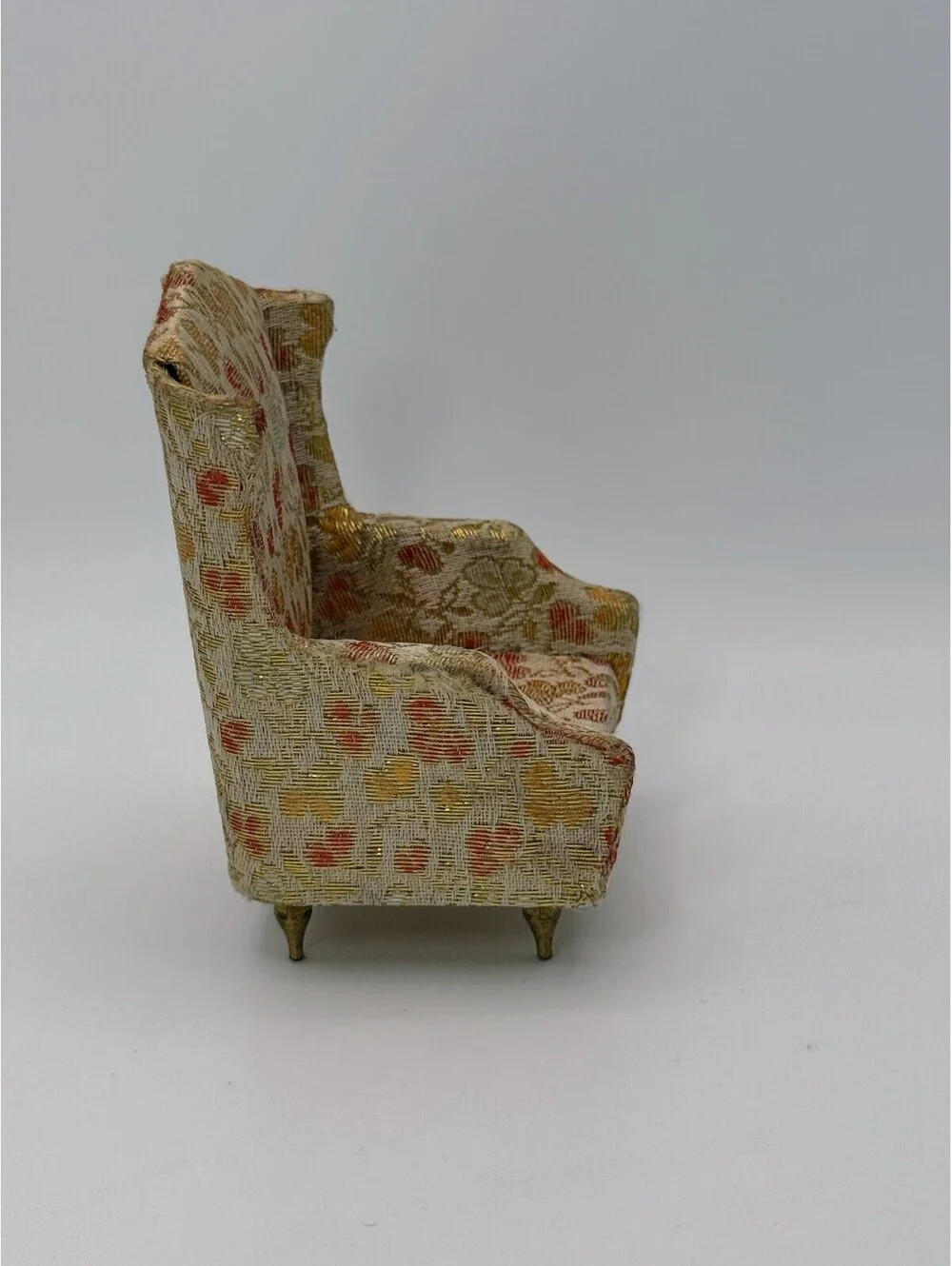 1:12 Scale Vintage Ideal Petite Princess Dollhouse Wingback Chair Gold 1960s
